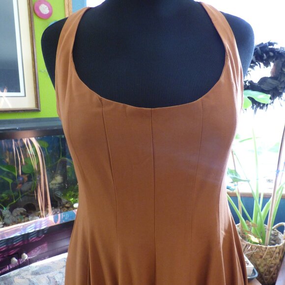 EN SAISON BROWN GOTH PRAIRIE ADJUSTABLE STRAPS MAXI DRESS WITH FULL SKIRT PART L - Picture 6 of 11